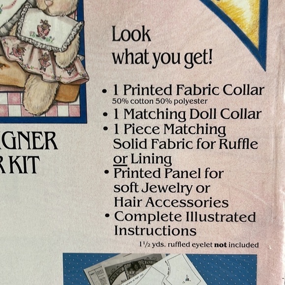 1988 Honey Bunny Kids Designer Collar‎ Kit Daisy Kingdom Ballerina Rose 5024 NEW - Picture 5 of 8